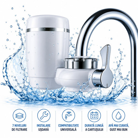 Filtru de Apă pentru Robinet Koncepto® | 7 Niveluri de Purificare | Instalare 2 Minute