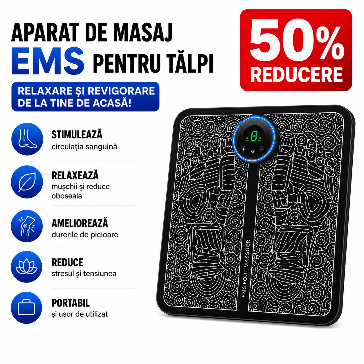 Aparat de Masaj EMS Koncepto® | Reduce senzația de picioare obosite și tensionate