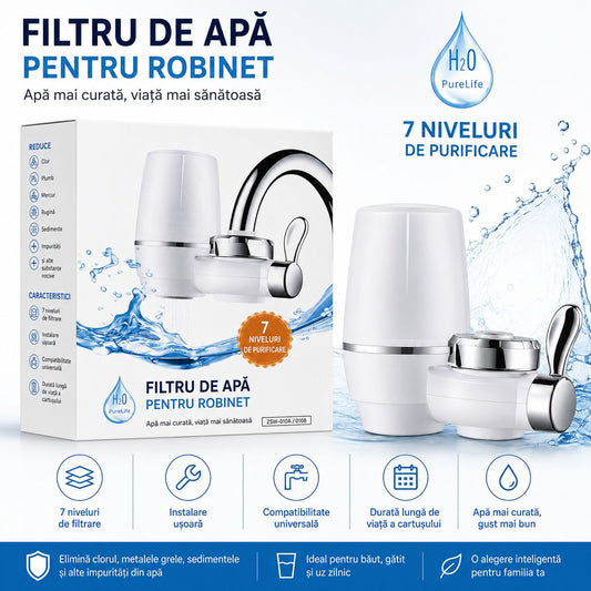 Filtru de Apă pentru Robinet Koncepto® | 7 Niveluri de Purificare | Instalare 2 Minute