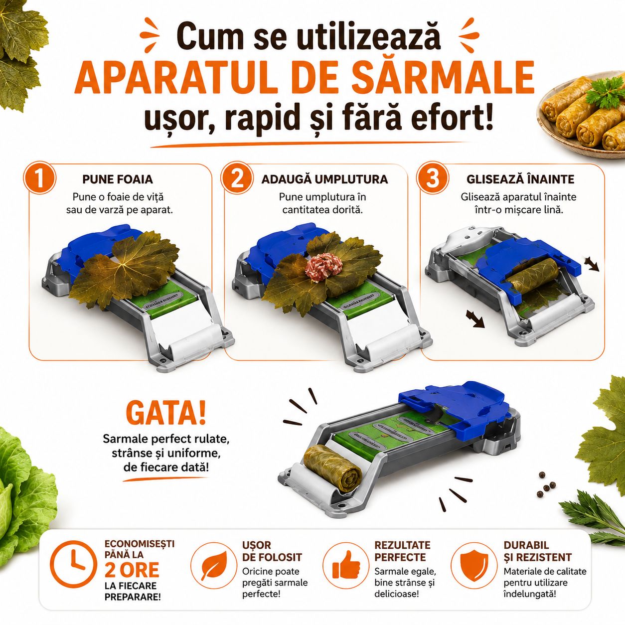 Aparat de Sarmale Koncepto® — Sarmale Perfecte, Fără Efort, De 3x Mai Rapid