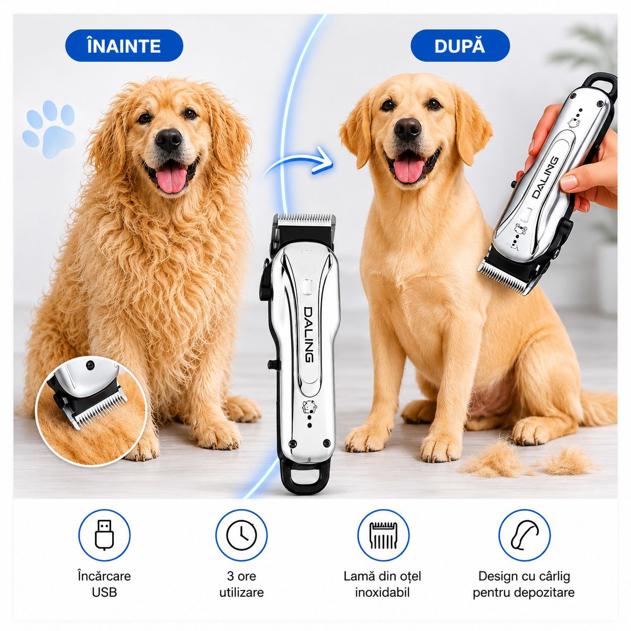🐾 Aparat de Tuns Animale 8in1 Koncepto® — Îngrijire Profesională, Acasă, Fără Stres